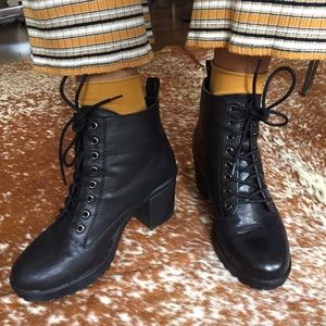 MIA 90's Chunky Heel Black Lace Up Combat Boots